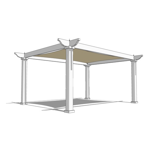 Trex Pergola Vision: 16' W x 12' P Freestanding Trex Pergola Vision - Tensioned Canopy