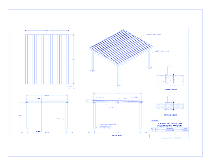 Trex Pergola Pavilion: 12' W x 14' P Freestanding Trex Pergola Pavilion