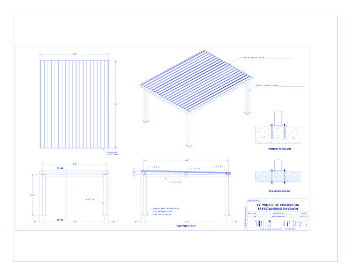 Trex Pergola Pavilion: 12' W x 16' P Freestanding Trex Pergola Pavilion