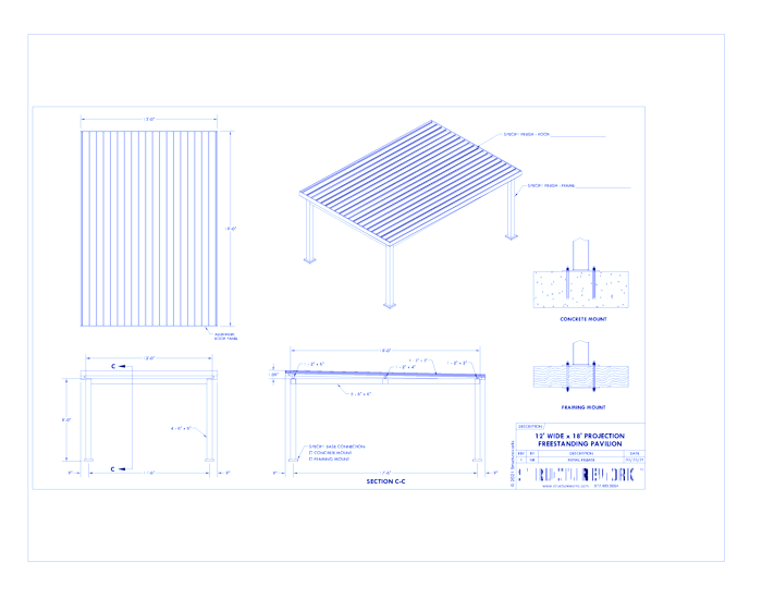 Trex Pergola Pavilion: 12' W x 18' P Freestanding Trex Pergola Pavilion
