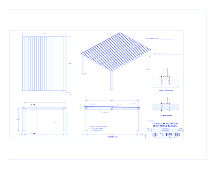 Trex Pergola Pavilion: 14' W x 18' P Freestanding Trex Pergola Pavilion