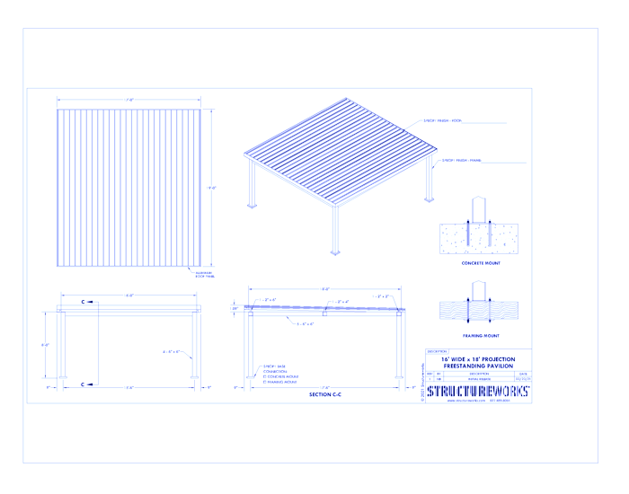 Trex Pergola Pavilion: 16' W x 18' P Freestanding Trex Pergola Pavilion
