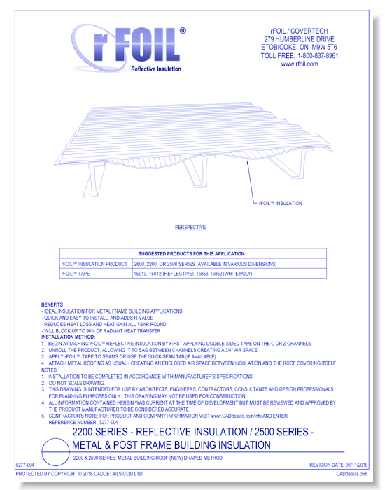 2200 & 2500 Series: Metal Building Roof (NEW) Draped Method