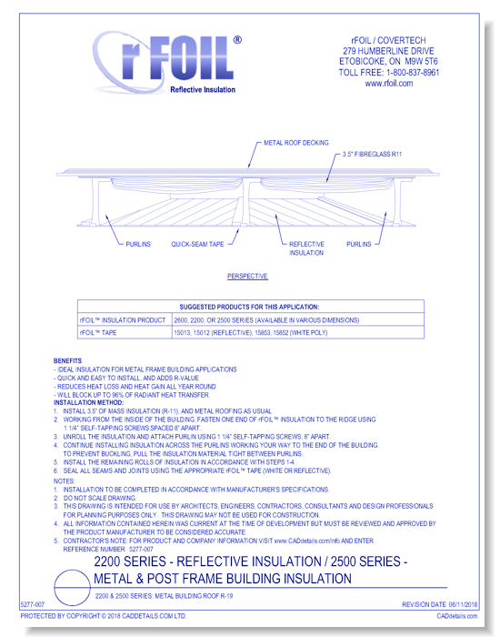 2200 & 2500 Series: Metal Building Roof R-19
