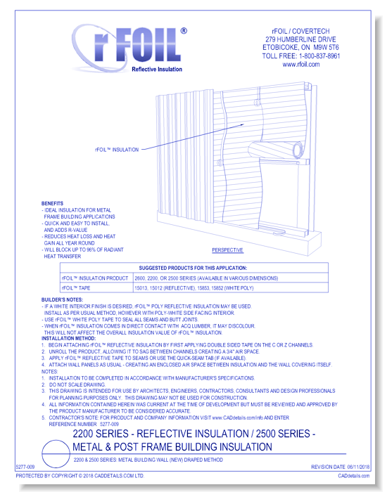 2200 & 2500 Series: Metal Building Wall (NEW) Draped Method