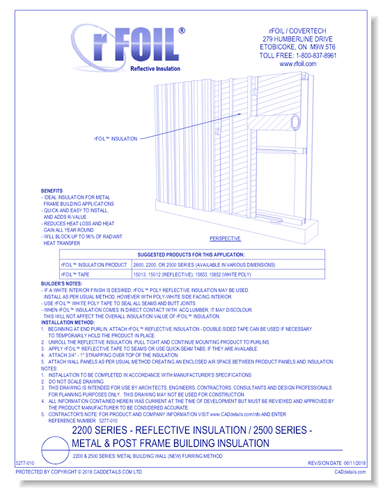 2200 & 2500 Series: Metal Building Wall (NEW) Furring Method