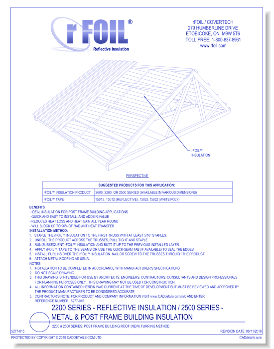 2200 & 2500 Series: Post Frame Building Roof (NEW) Furring Method