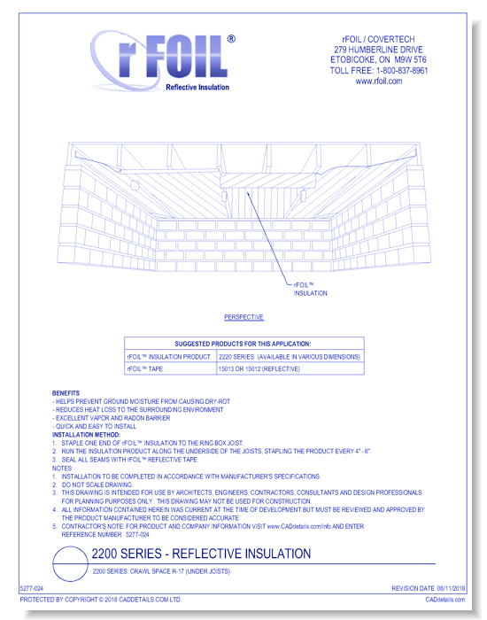 2200 Series: Crawl Space R-17 (Under Joists)