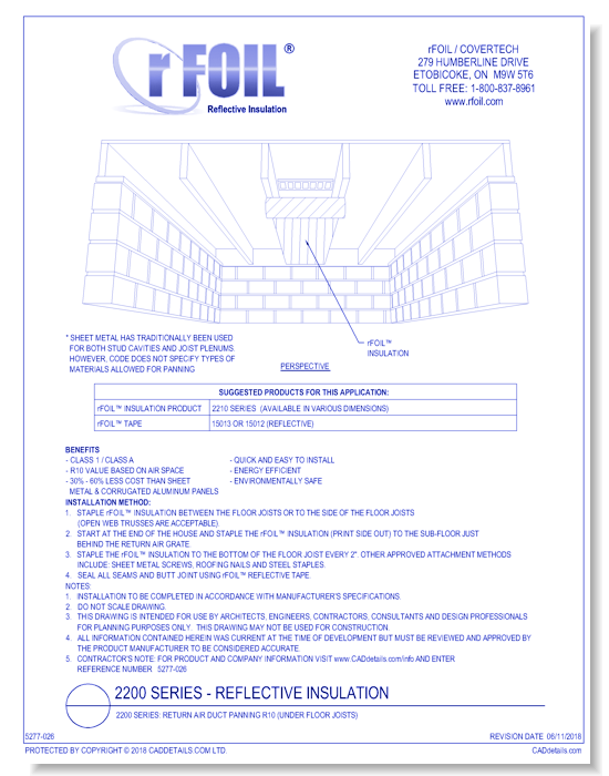 2200 Series: Return Air Duct Panning R10 (Under Floor Joists)