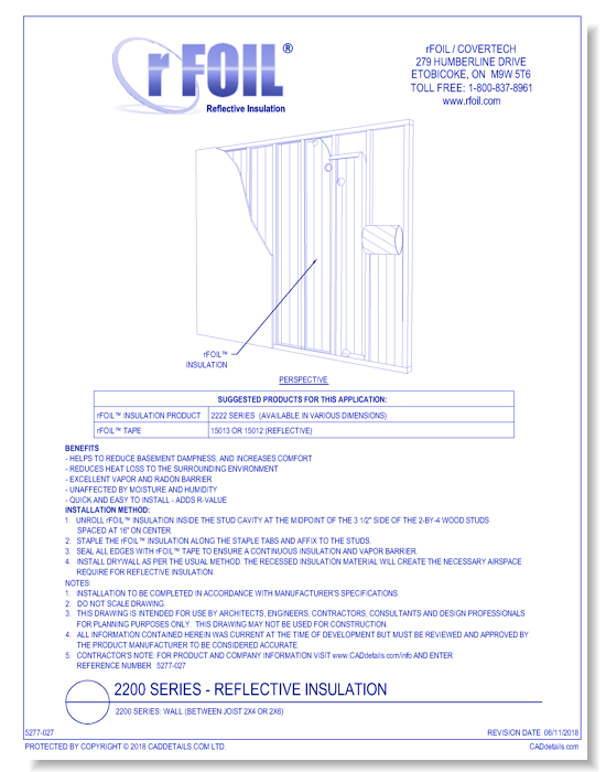 2200 Series: Wall (Between Joist 2x4 or 2x6)