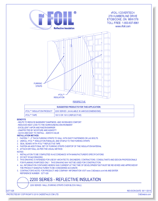 2200 Series: Wall (Furring Strips Over Block Wall)