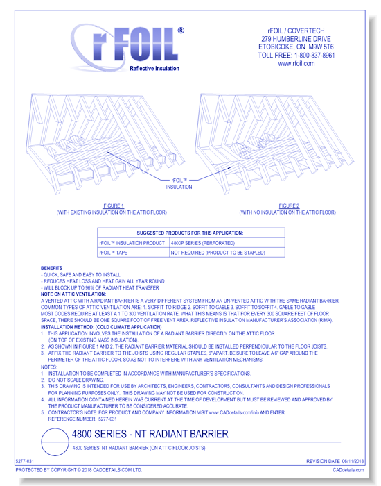 4800 Series: NT Radiant Barrier (On Attic Floor Joists)