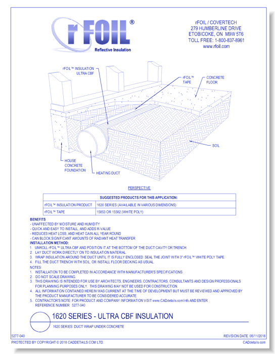 1620 Series: Duct Wrap Under Concrete