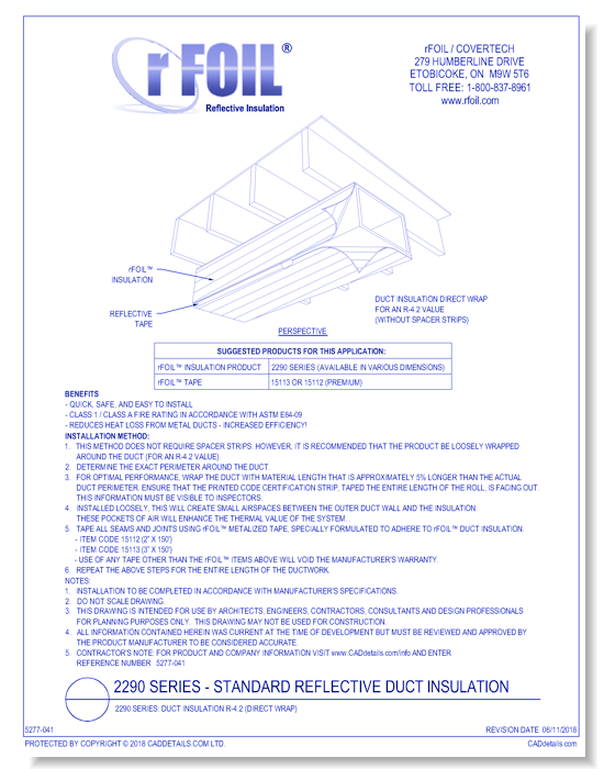 2290 Series: Duct Insulation R-4.2 (Direct Wrap)