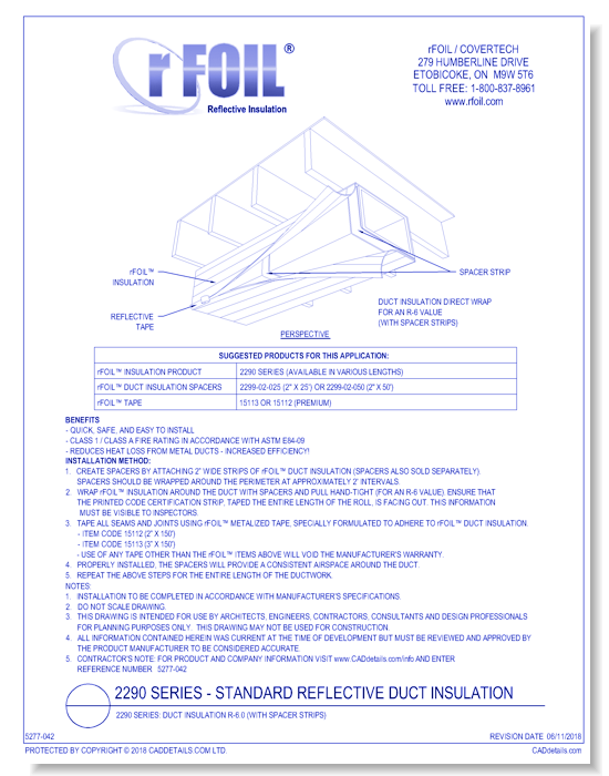 2290 Series: Duct Insulation R-6.0 (with Spacer Strips)