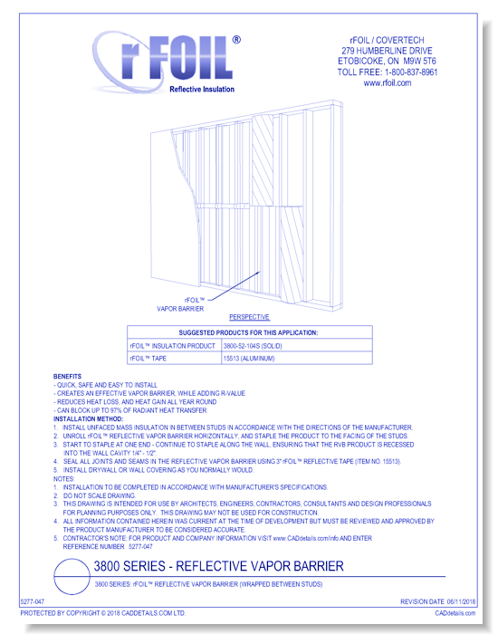 3800 Series: rFOIL Reflective Vapor Barrier (Wrapped Between Studs)