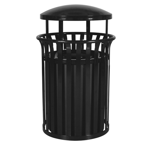 CAD Drawings BIM Models Ex-Cell Kaiser Streetscape Collection Outdoor Trash Receptacle with Rain Canopy - 37 Gallon