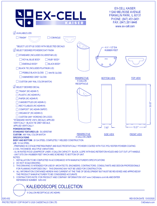 Kaleidoscope Collection: 8 Gallon Receptacle (RC-KDHR)