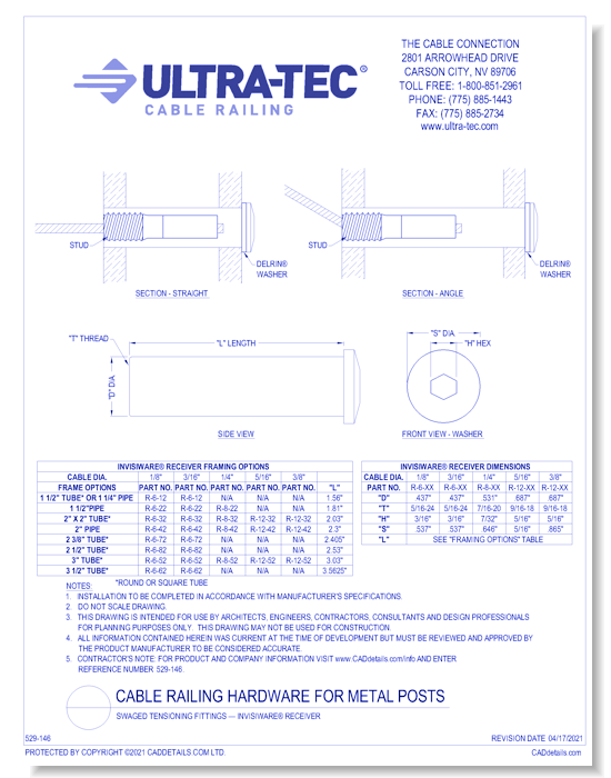 Swaged Tensioning Fittings — Invisiware® Receiver