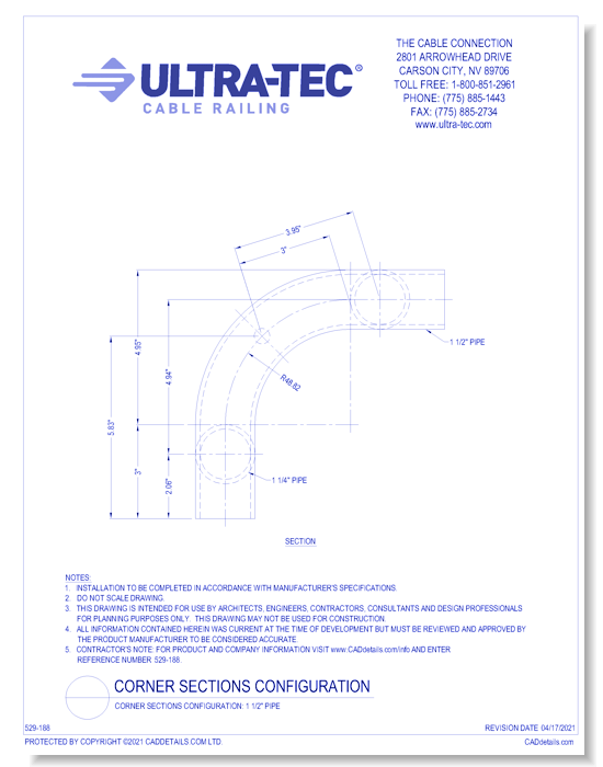 Corner Sections Configuration: 1 1/2" Pipe