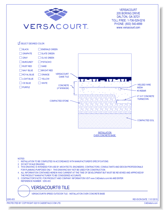 VersaCourt® Speed Outdoor Tile - Installation over Concrete Base