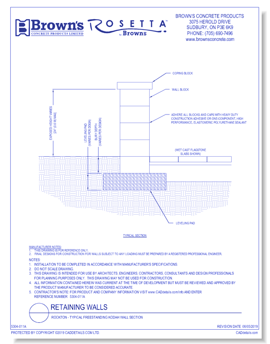 Retaining Walls: Rockton - Typical Freestanding Kodah Wall Section