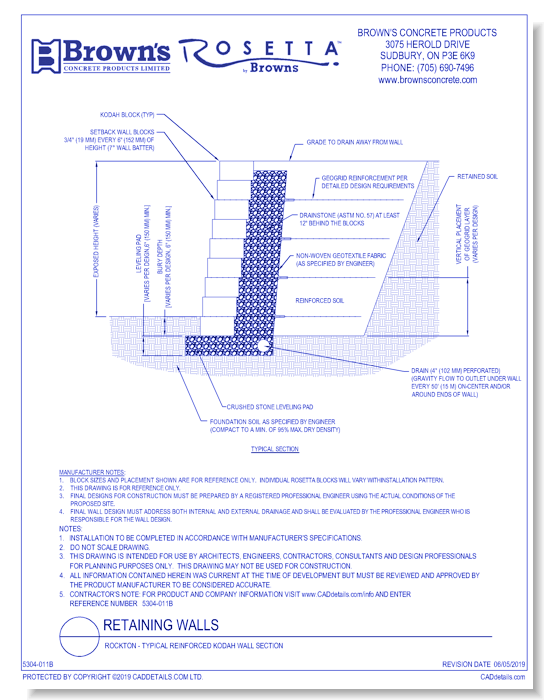 Retaining Walls: Rockton - Typical Reinforced Kodah Wall Section
