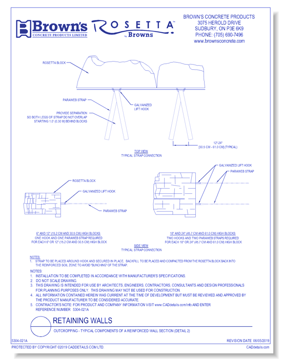 Retaining Walls: Outcropping - Typical Components of a Reinforced Wall Section (Detail 2)