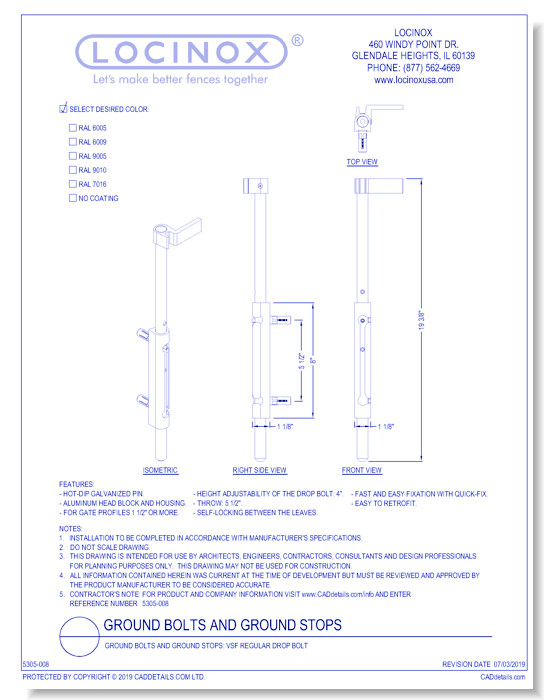 Ground Bolts and Ground Stops: VSF Regular Drop Bolt