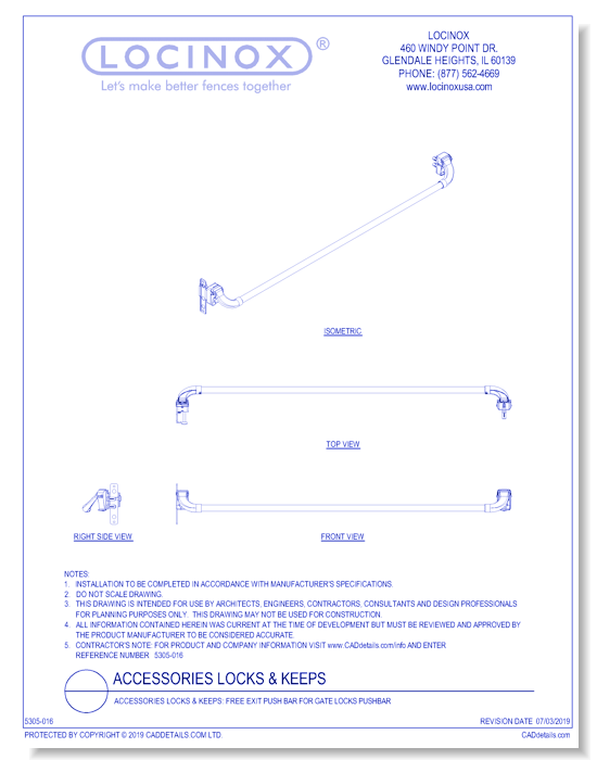Accessories Locks & Keeps: Free Exit Push Bar for Gate Locks PUSHBAR