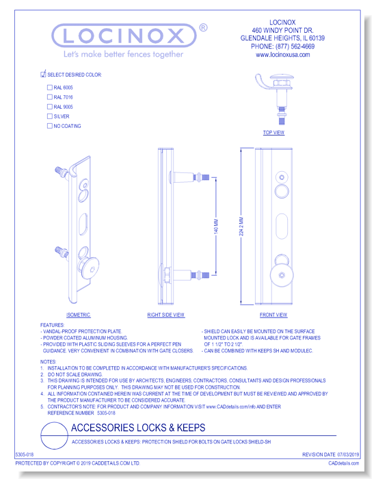 Accessories Locks & Keeps: Protection Shield for Bolts on Gate Locks SHIELD-SH