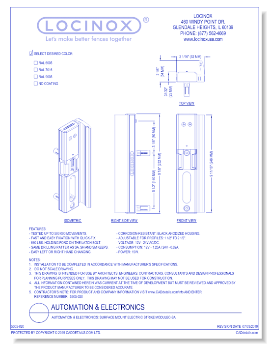 Automation & Electronics: Surface Mount Electric Strike MODULEC-SA