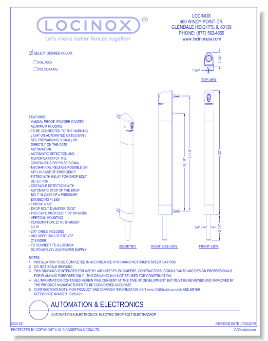 Automation & Electronics: Electric Drop Bolt ELECTRADROP
