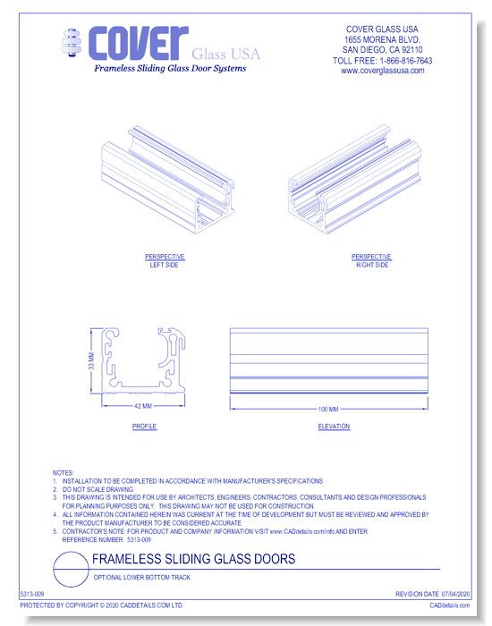Frameless Sliding Glass Doors: Optional Lower Bottom Track
