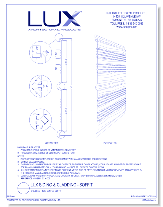 Lux Siding & Cladding: Double 7 - Two Vented Soffit