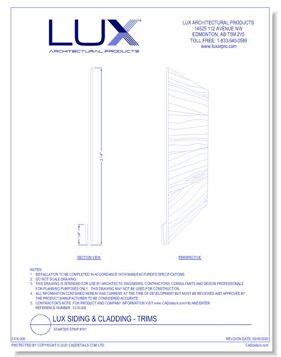 Lux Siding & Cladding: Starter Strip #701