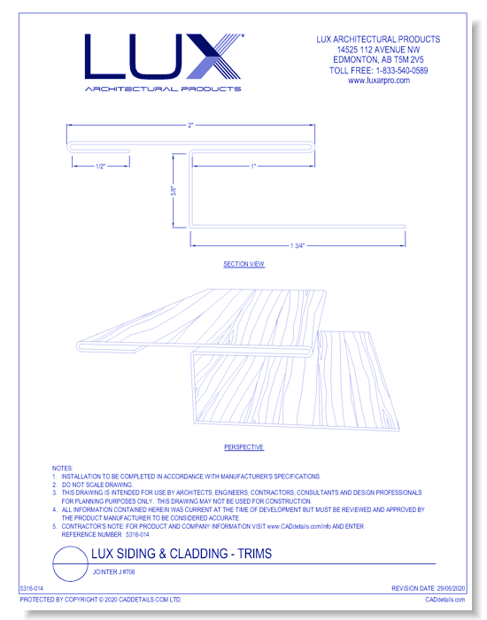 Lux Siding & Cladding: Jointer J #708