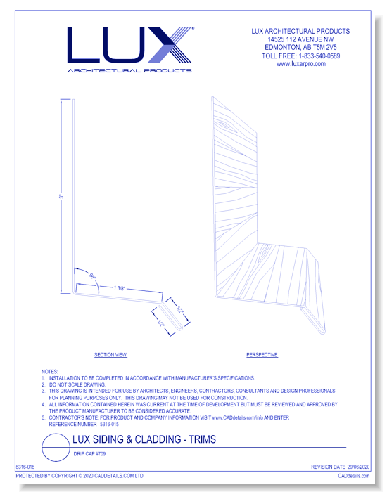 Lux Siding & Cladding: Drip Cap #709
