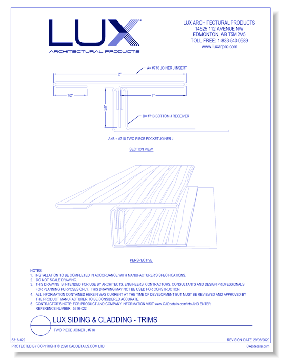 Lux Siding & Cladding: Two Piece Joiner J #718