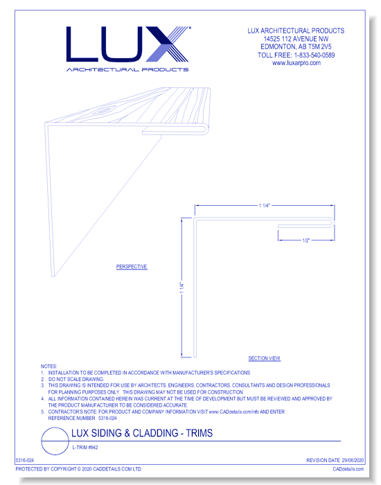 Lux Siding & Cladding: L-Trim #842