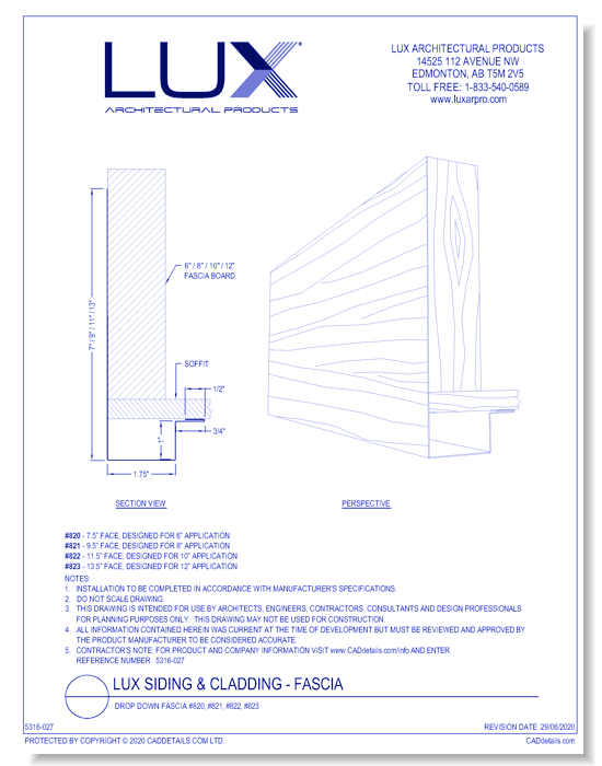 Lux Siding & Cladding: Drop Down Fascia #820, #821, #822, #823