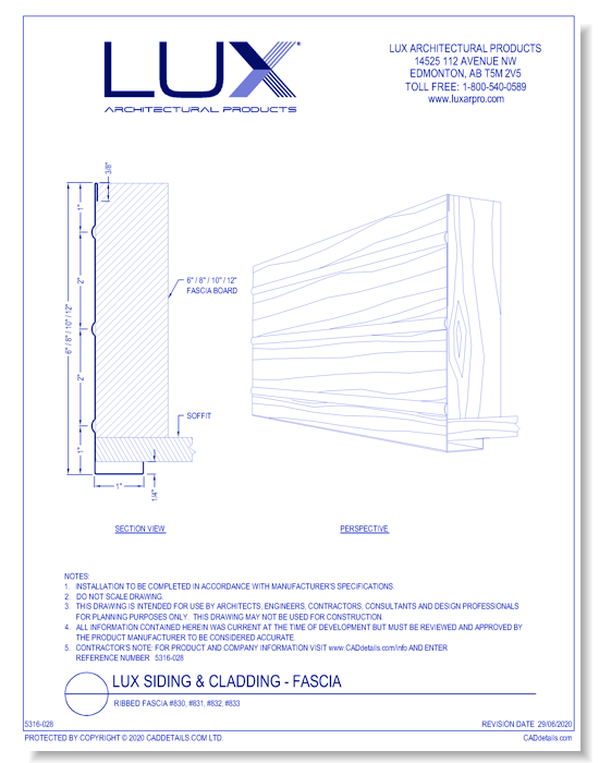 Lux Siding & Cladding: Ribbed Fascia #830, #831, #832, #833