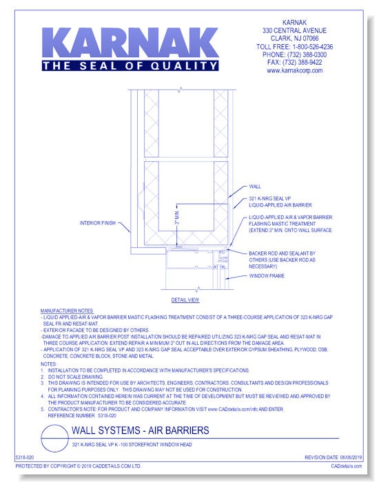 321 K-NRG Seal VP K -100 Storefront Window Head