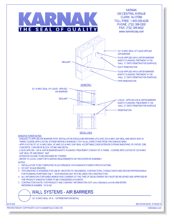 321 K-NRG Seal VP K - 105 Penetration Detail