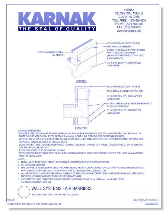 321 K-NRG Seal VP K - 106 Parapet Wall Detail