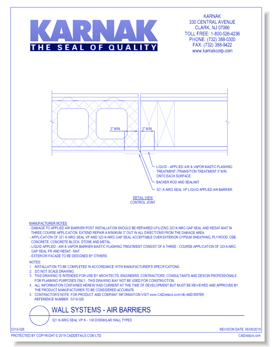 321 K-NRG Seal VP K - 108 Dissimilar Wall Types