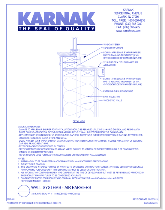 321 K-NRG Seal VP K - 111 Recessed Window Sill