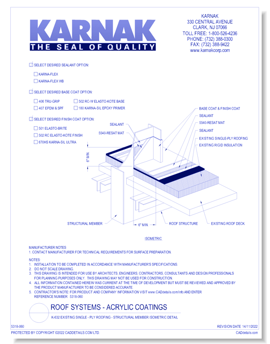 K-632 Existing Single - Ply Roofing - Structural Member Isometric Detail