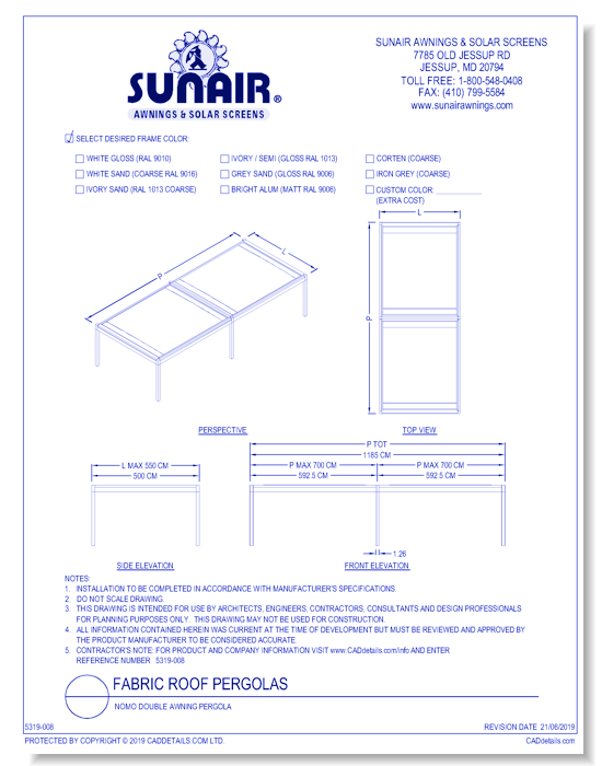 Nomo Double Awning Pergola 