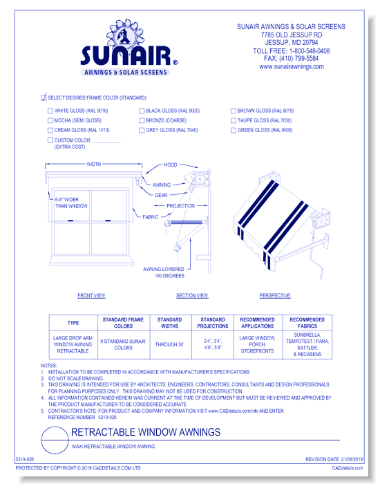Maxi Retractable Window Awning 